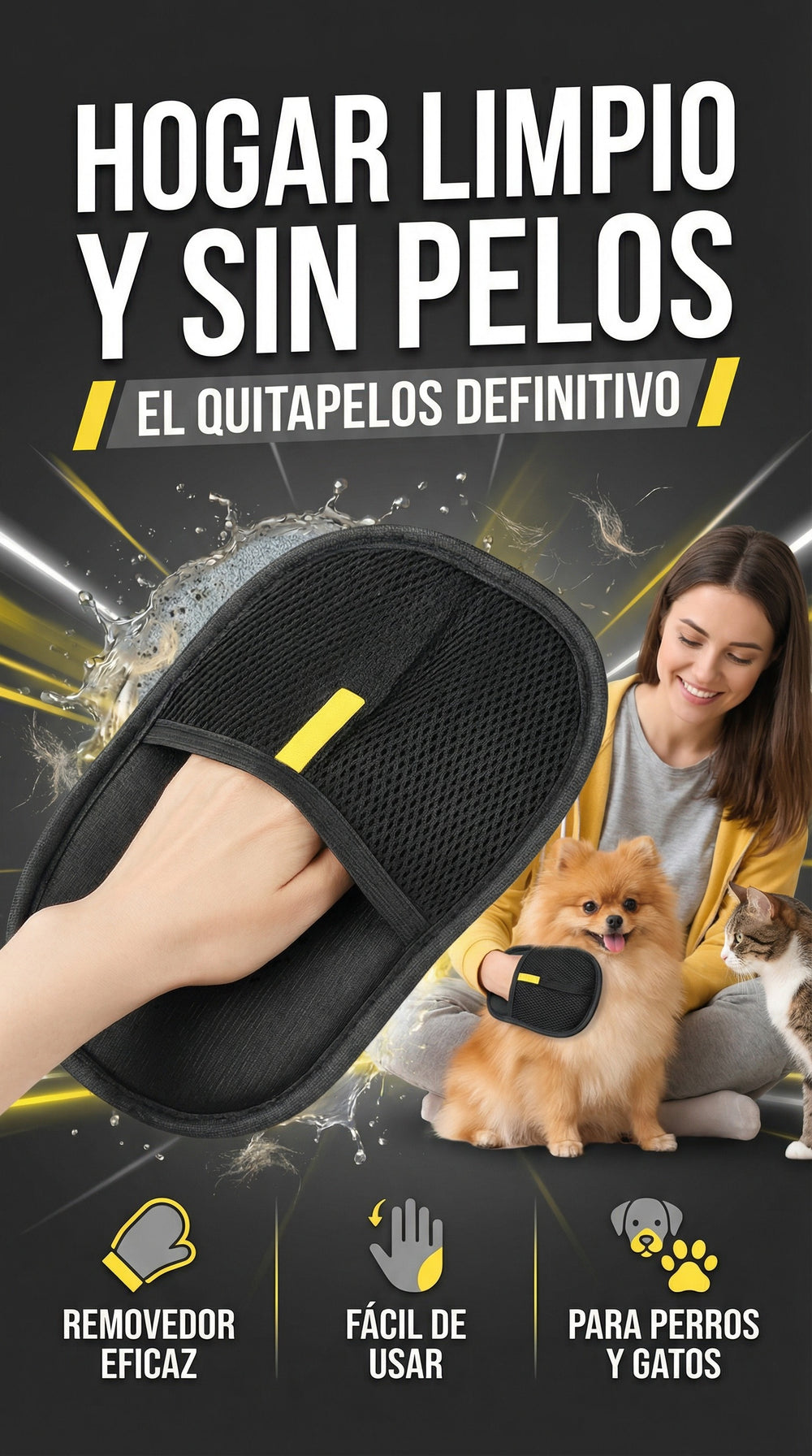 Guantes Quita Pelos Para Mascotas Pack De 2 Unidades