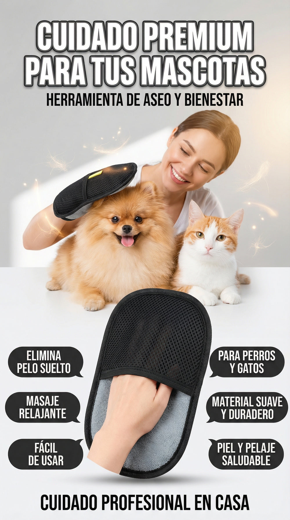 Guantes Quita Pelos Para Mascotas Pack De 2 Unidades